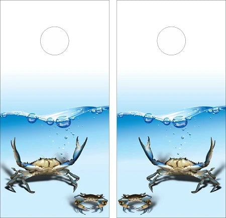 Blue Crabs in the Ocean Under Water Cornhole Wraps