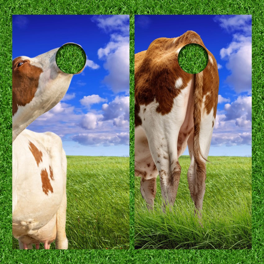 Funny Cow Mouth & Butt Cornhole Wraps