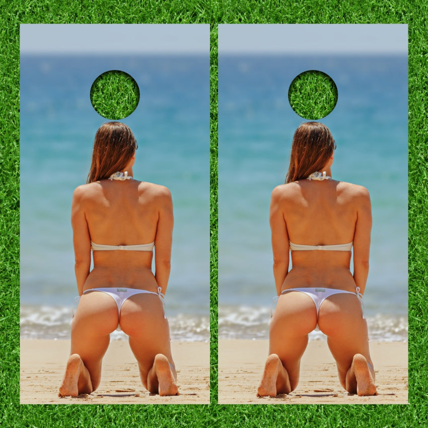 Scenic Ocean Coastline Summer Travel Model Tropical Beach Paradise Cornhole Board Vinyl Wraps Set