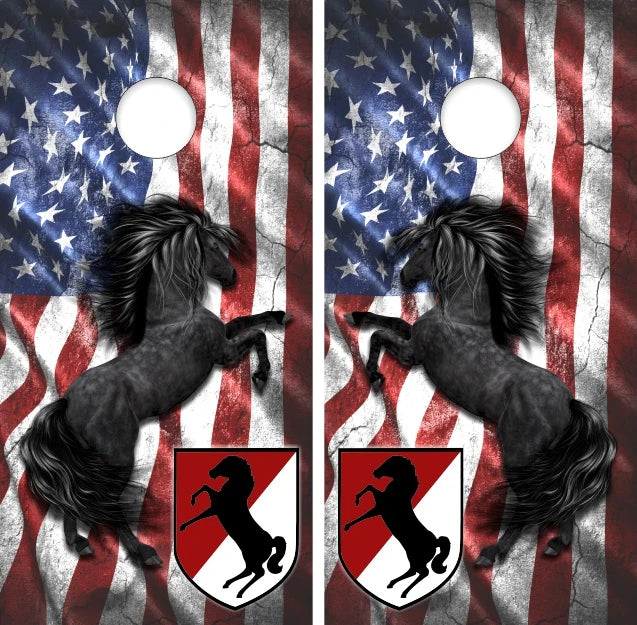 11th A.C.R. Patch with Horse American Flag Cornhole Wraps