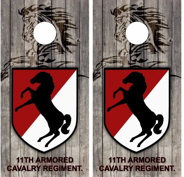 11th A.C.R. Patch with Weathered Wood Cornhole Wraps