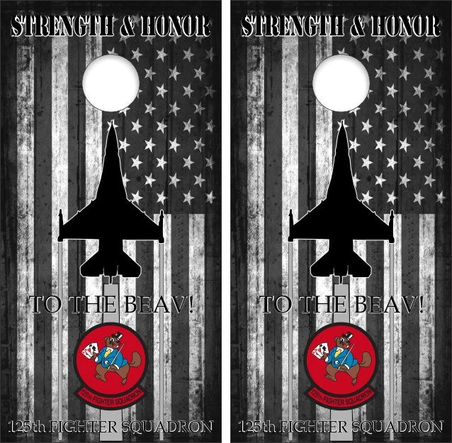 125th Fighter Squadron American Flag Cornhole Wraps
