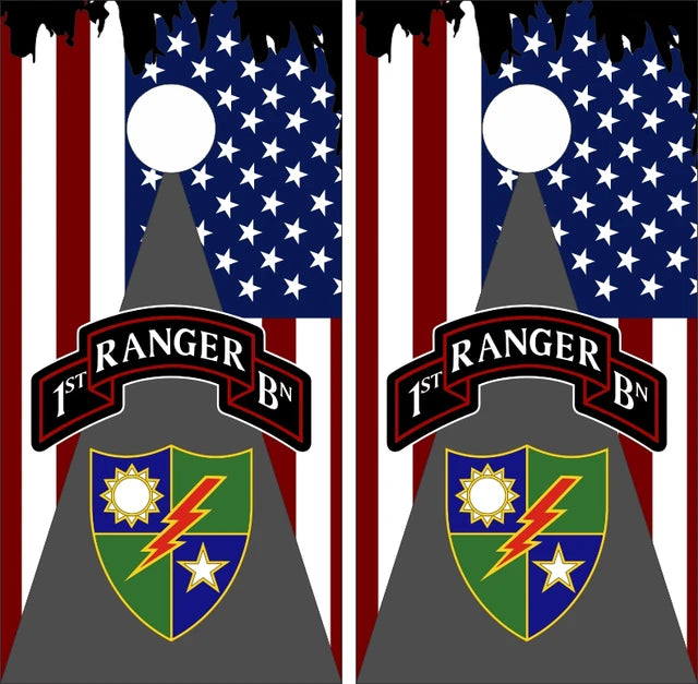 1st Ranger Bn American Flag Triangle Cornhole Wraps