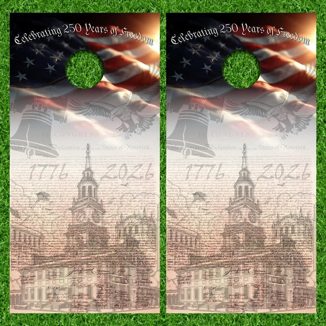 Celebrating 250 Years of Freedom Anniversary American Flag Cornhole Wraps