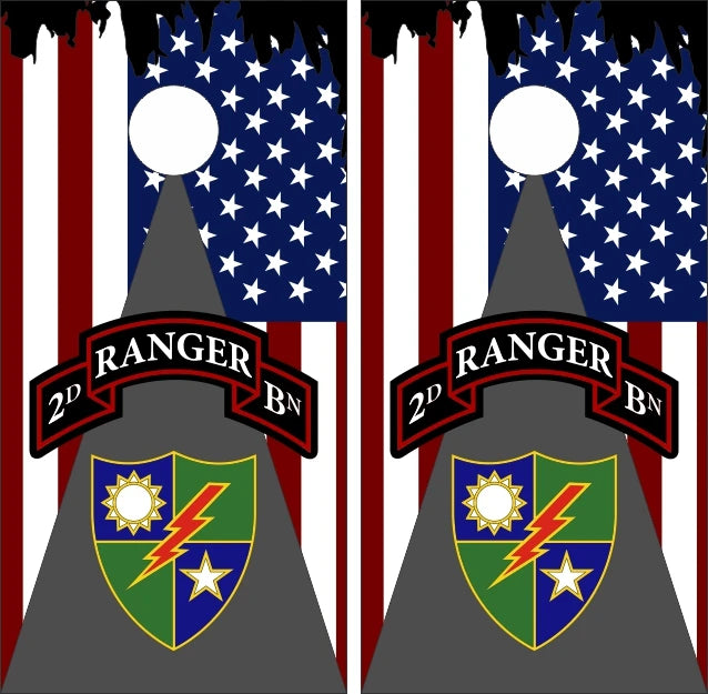 2nd Ranger Bn American Flag Triangle Cornhole Wraps