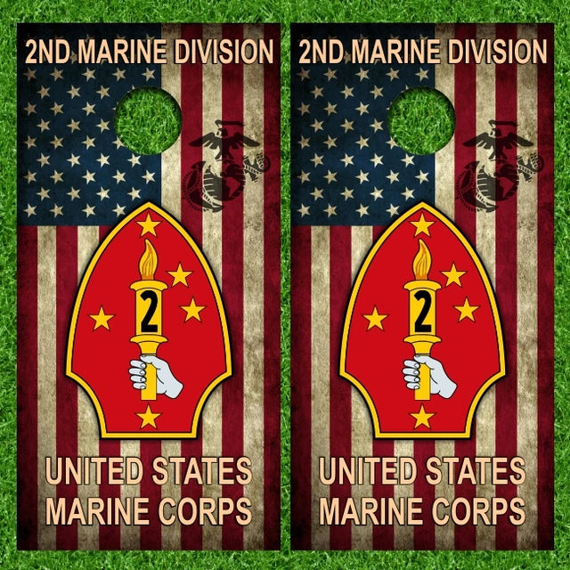 2ND Marine Division United States American Flag Cornhole Wraps