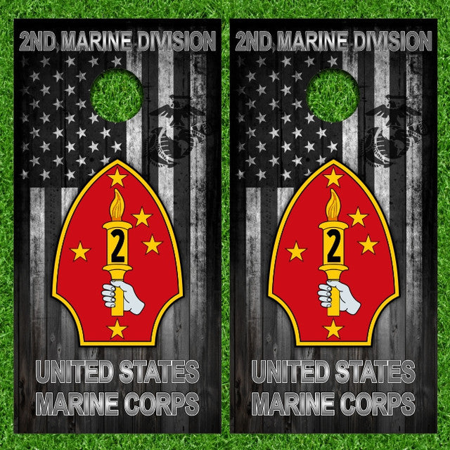 2ND Marine Division United States American Flag Grunge Cornhole Wraps