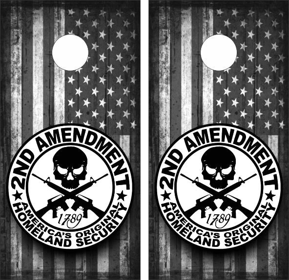 2nd Amendment Homeland Security American Flag Cornhole Wraps