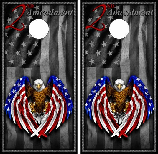 2nd Amendment American Flag Bald Eagle Grunge Cornhole Wraps
