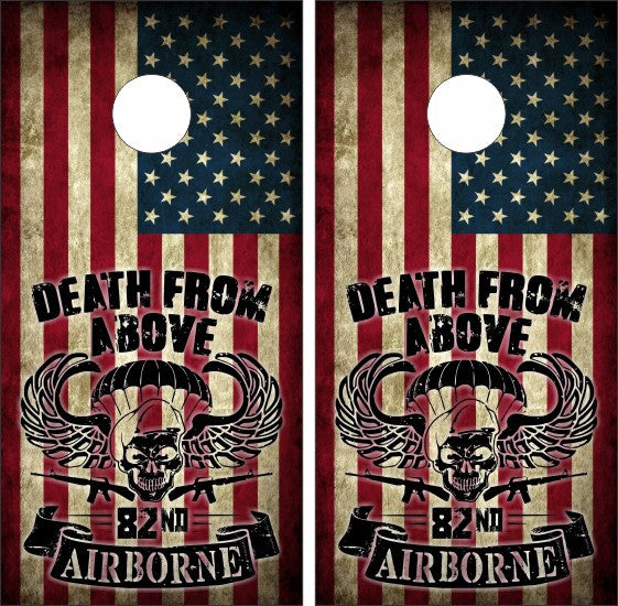 82nd Airborne Death From Above American Flag Cornhole Wraps