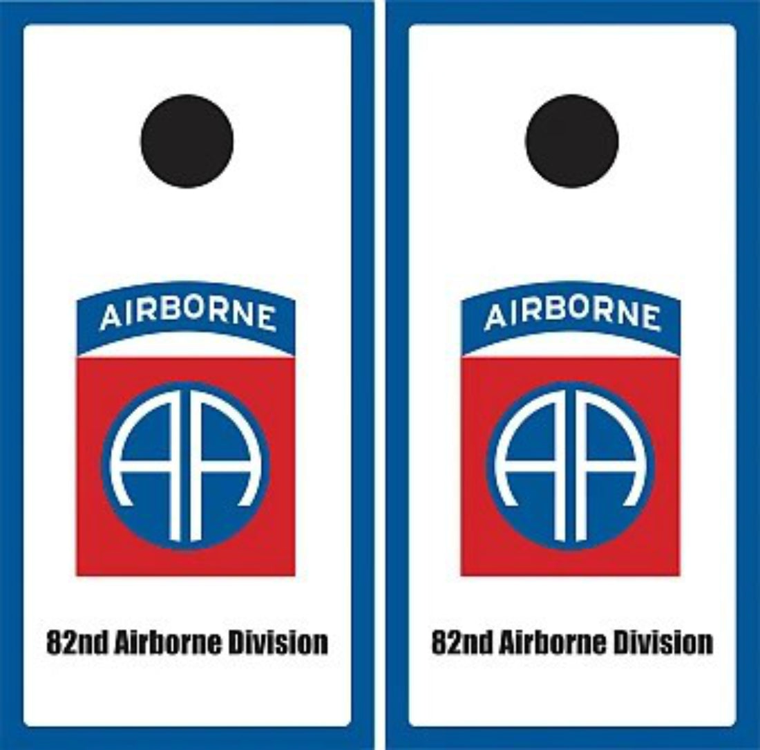 82nd Airborne White with Blue borders Cornhole Wraps