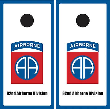 82nd Airborne White with borders Cornhole Wraps