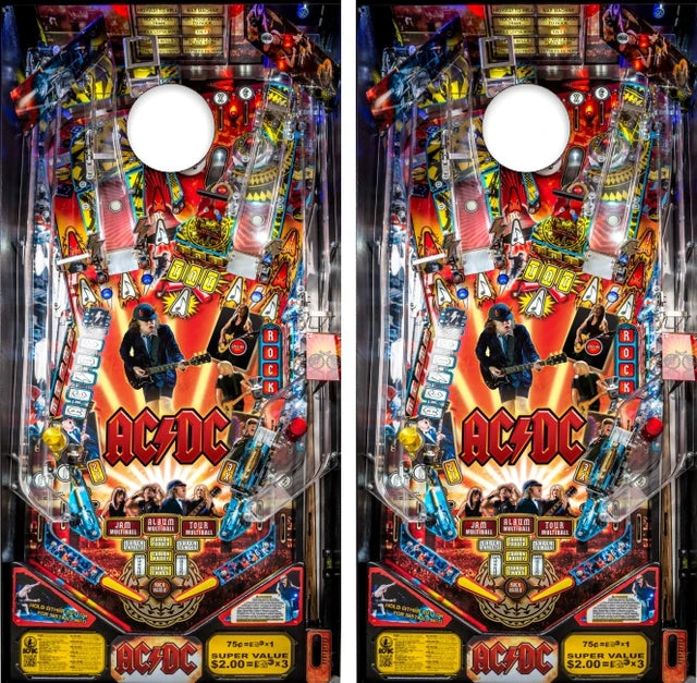 ACDC Rock Band Pinball Art Style Machine Cornhole Wraps