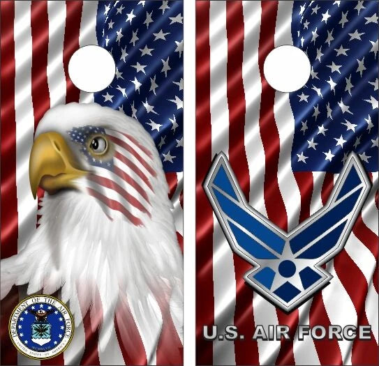 Air Force American Flag Bald Eagle Cornhole Wraps