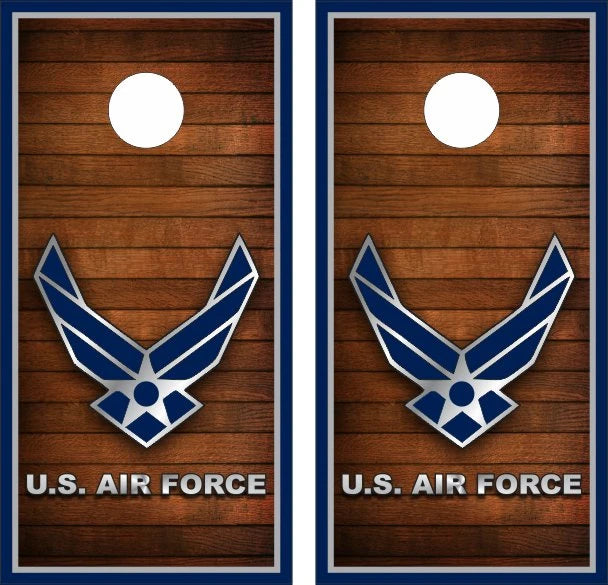 Air Force Wood Design with Borders Cornhole Wraps