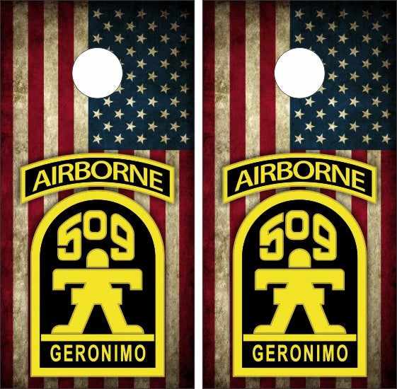 509 Airborne Infantry Regiment Geronimo American Flag Cornhole Wraps