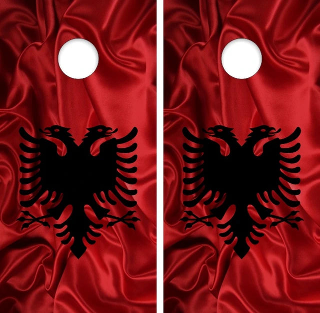 National Flag of Albania Albanian Double Headed Eagle Cornhole Wraps