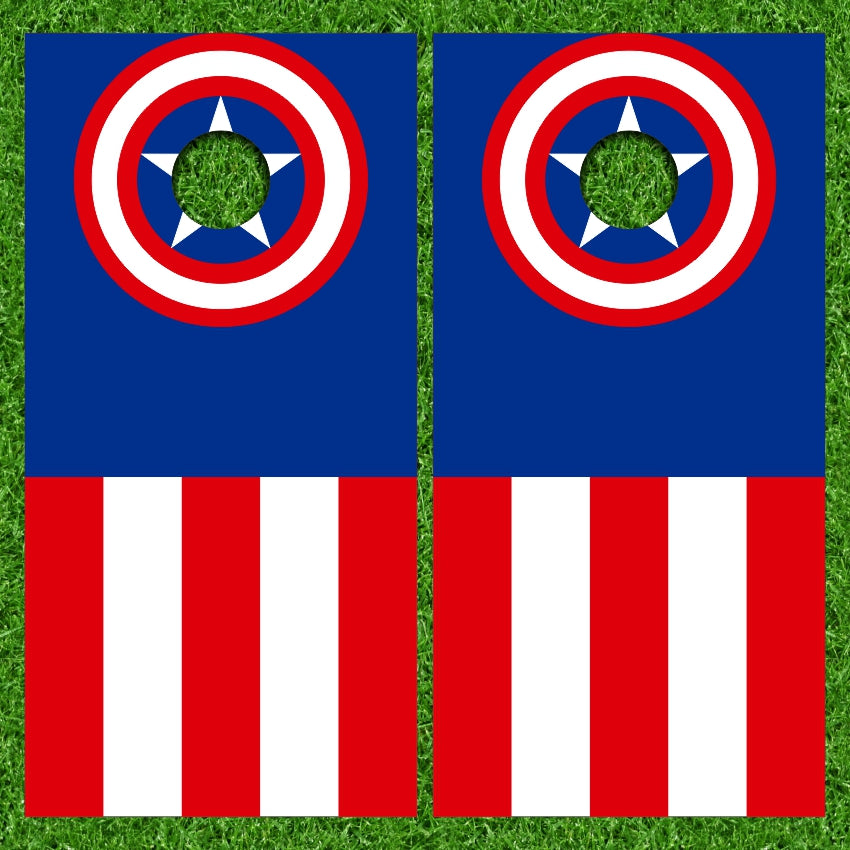 American Flag Shield Target Cornhole Wraps