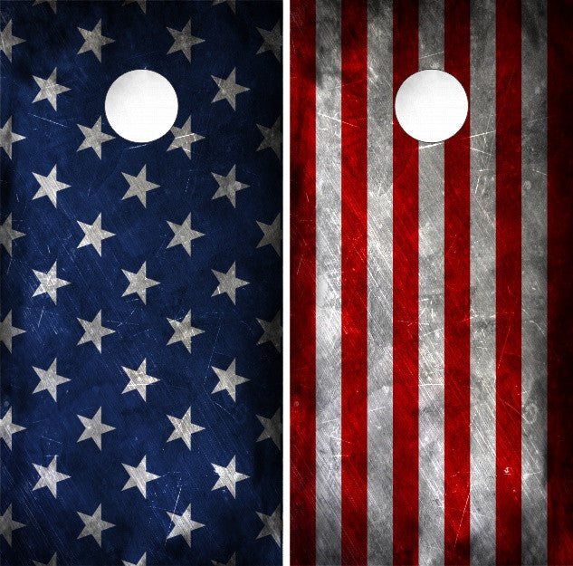 Stars And Stripes Grunge American Flag Cornhole Wraps