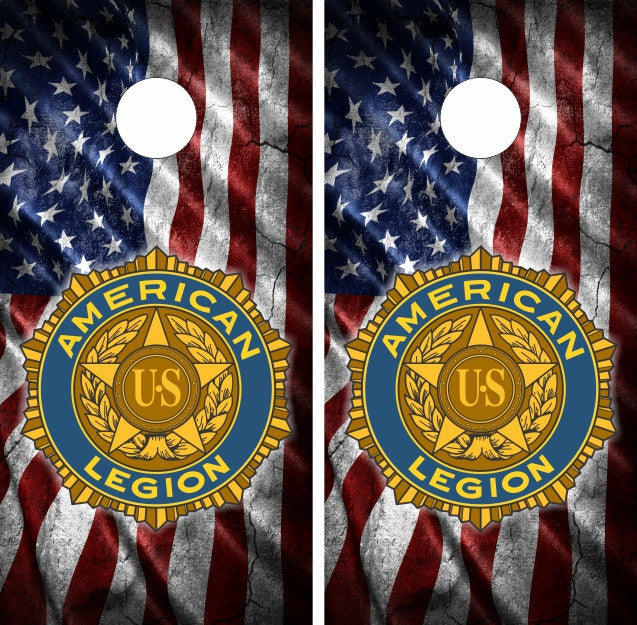 American Legion Rocky Concrete Style American Flag Cornhole Wraps