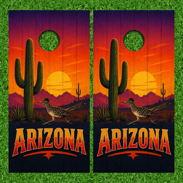 State of Arizona Cactus Bird Desert Cornhole Wraps