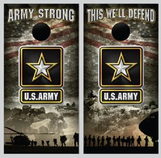 Army Strong This We'll Defend Soldier Troops Digital Camo Flag Cornhole Wraps