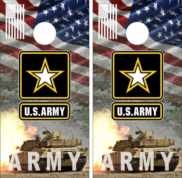 Army Tank Soldier Troops Digital Camo Flag Cornhole Wraps
