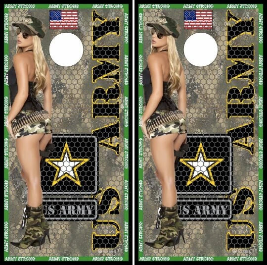 Army Sexy Lady Ready for Combat Cornhole Wraps