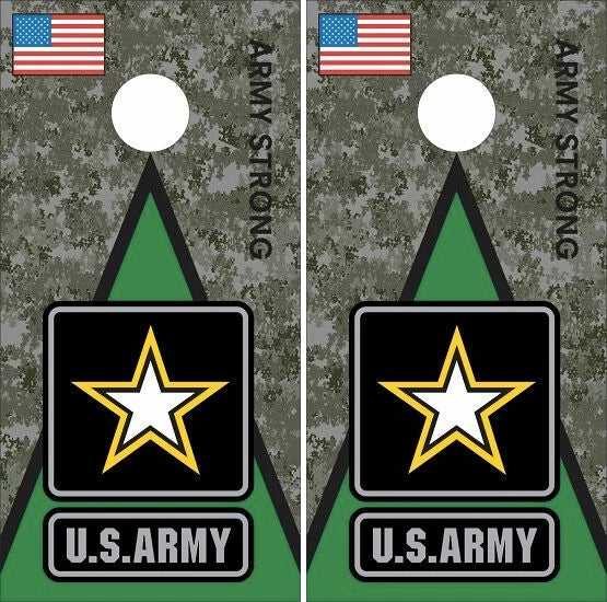 Army Digital Camo with Triangle Theme Cornhole Wraps