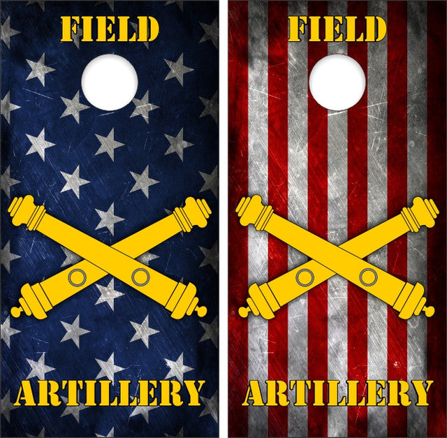 Army Field Artillery Stars and Stripes Grunge USA American Flag Cornhole Wraps