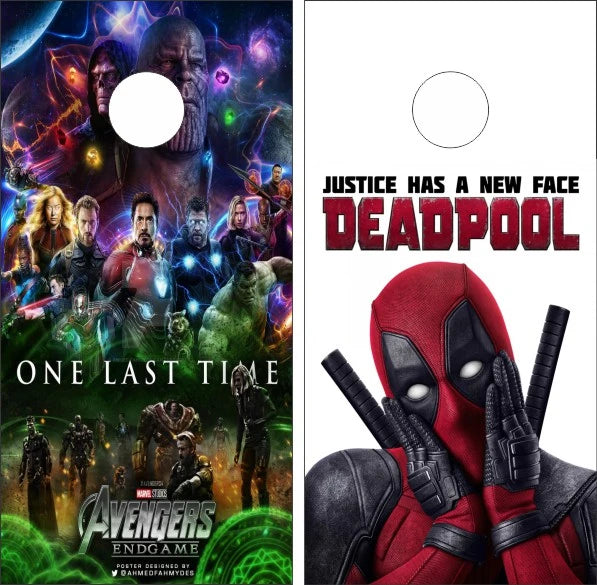 Avengers End Game vs Deadpool New Face Cornhole Wraps