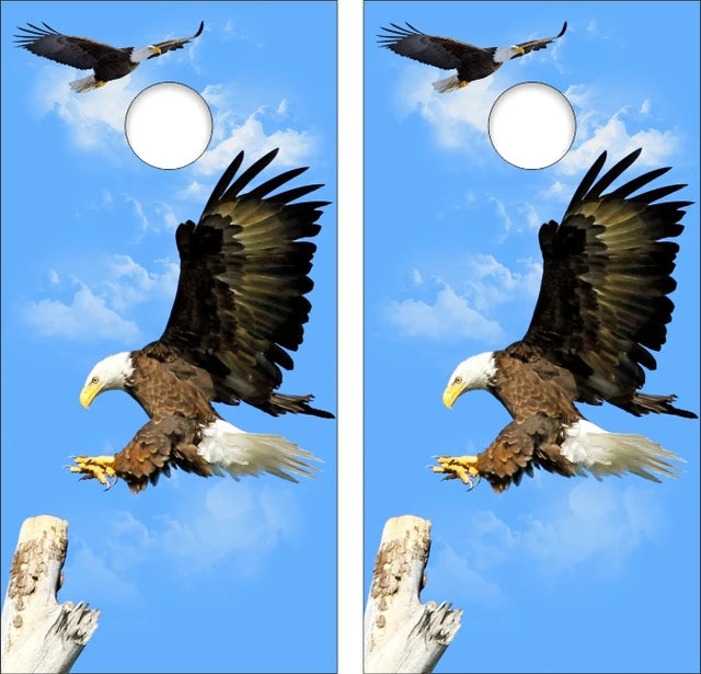 Bald Eagle landing On Treetop American Cornhole Wraps