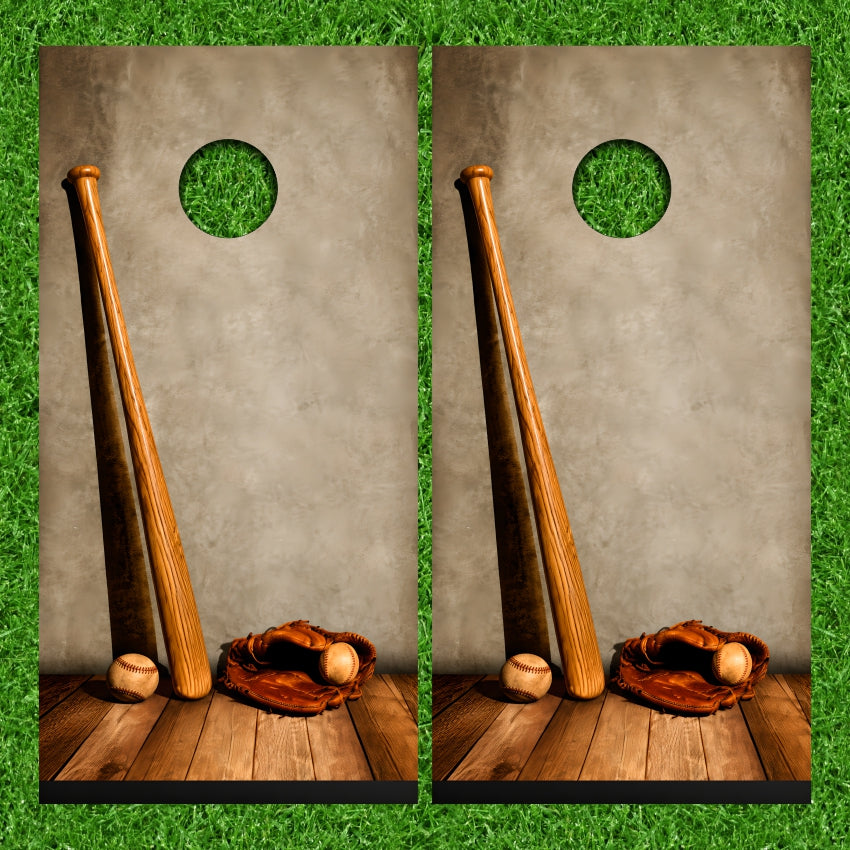 Baseball Bat Ball Glove Cornhole Wraps
