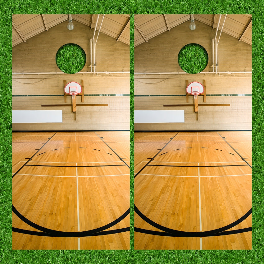 Basketball Retro Style Gym Court Cornhole Wraps