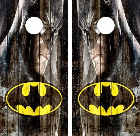 Batman Weathered Wood Background Cornhole Wraps