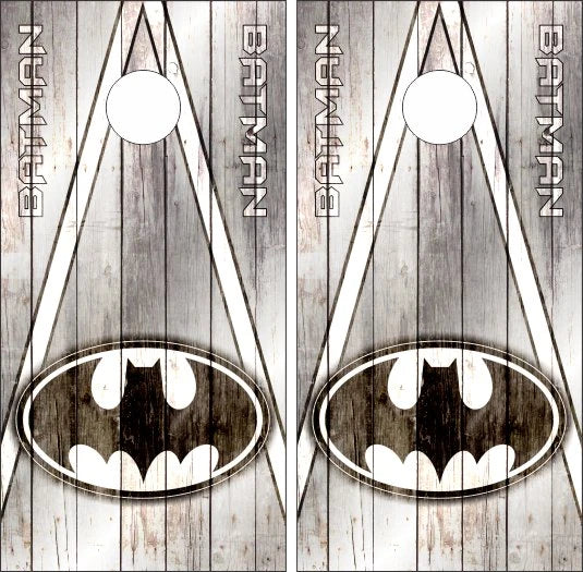 Batman Triangle Weathered Wood Look 1 Cornhole Wraps