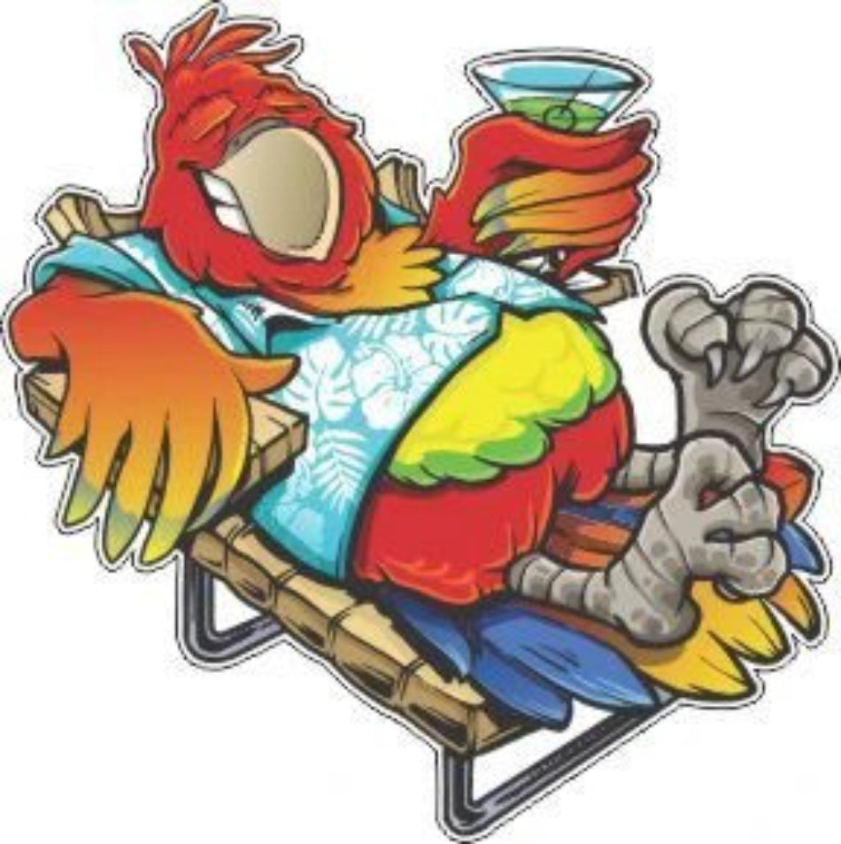 Parrot Beach Lounge Chair with Martini Glass Decal