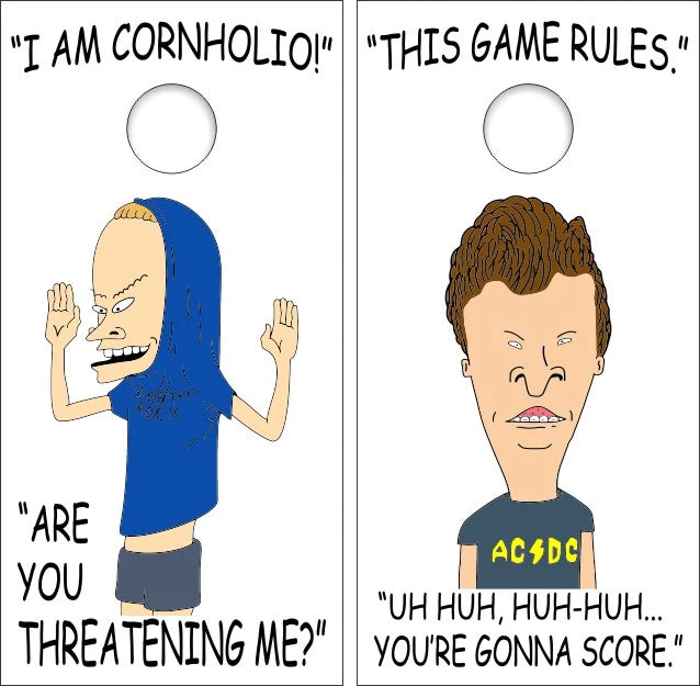 Beavis Butthead I Am The Great Cornholio White Background Cornhole Wraps