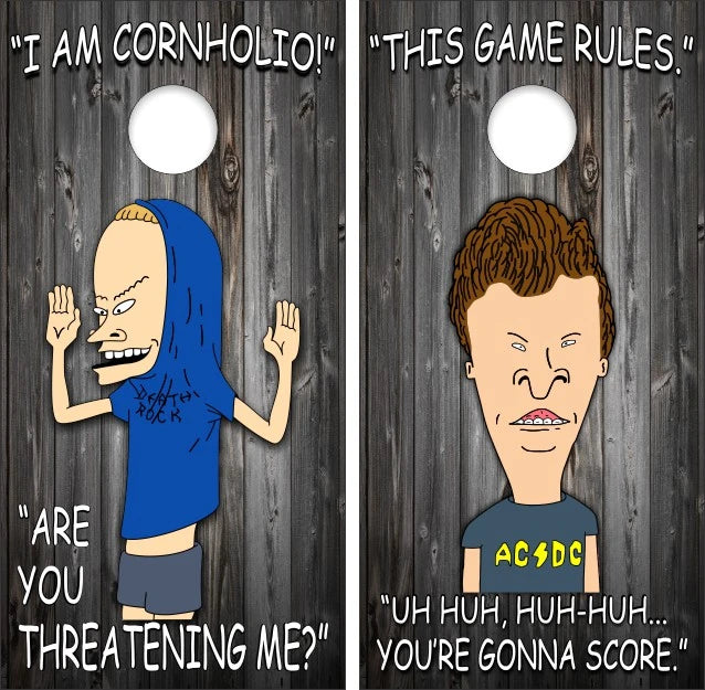 Beavis Butthead I Am The Great Cornholio Wood Background Cornhole Wraps