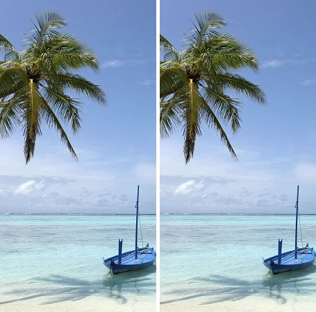 Beach Sail Boat Sandy Tropical Ocean Waves with Palm Tree Cornhole Wraps