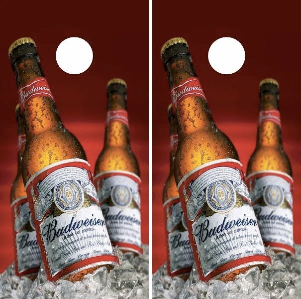 Budweiser 3 Bottle Beer Background Cornhole Wraps