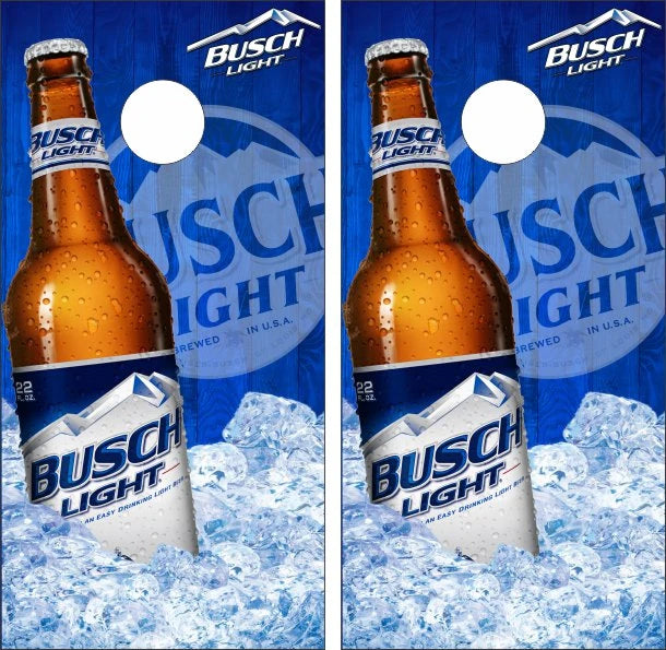 Busch Light Bottle on Ice Design Cornhole Wraps