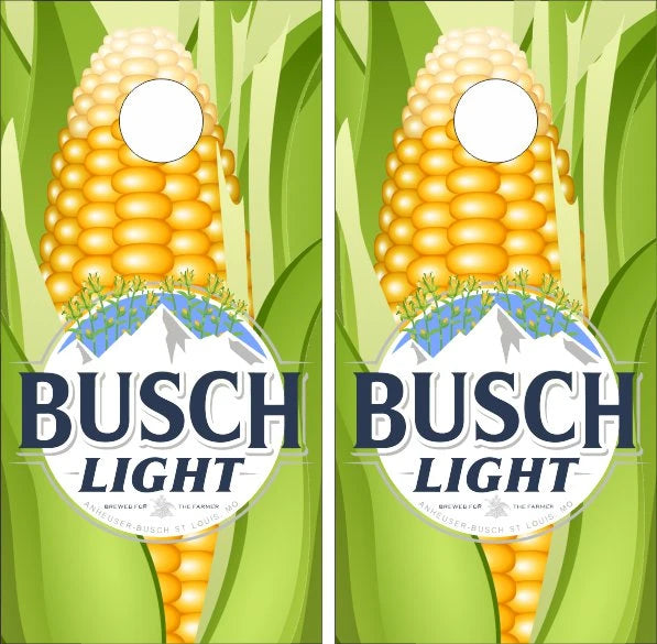 Busch Light on Corn Cob Field Background Cornhole Wraps
