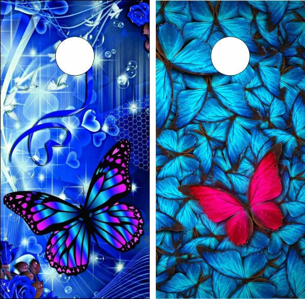 Colorful Butterfly Design Cornhole Wraps