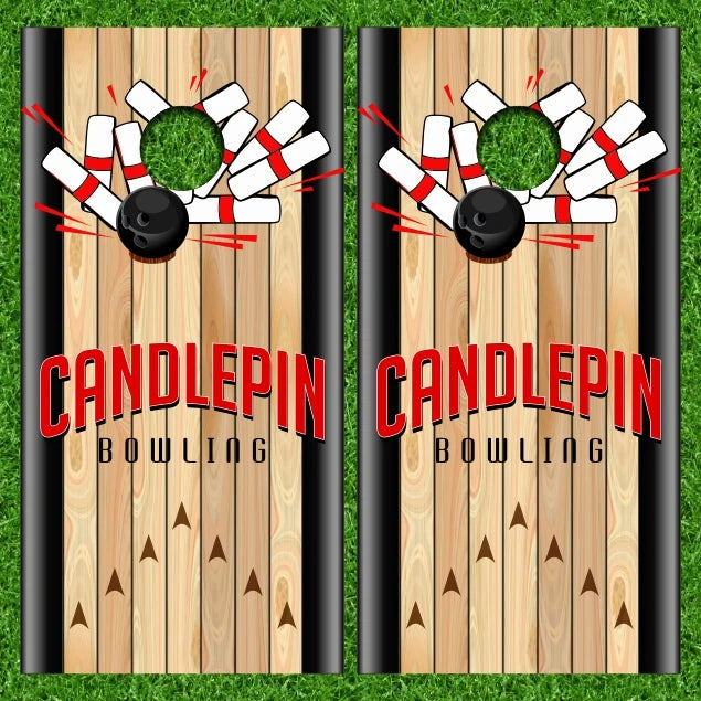Candlepin Bowling Ball Lane Cornhole Wraps