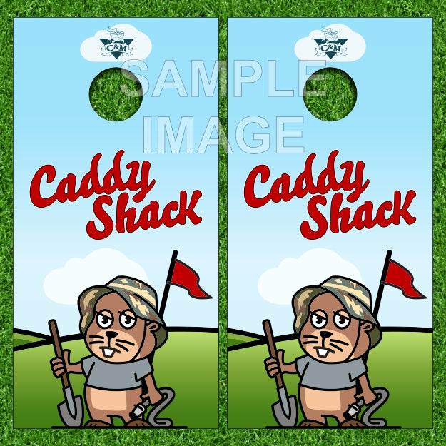 Caddy Shack Funny Groundhog Groundskeeper Cornhole Wraps