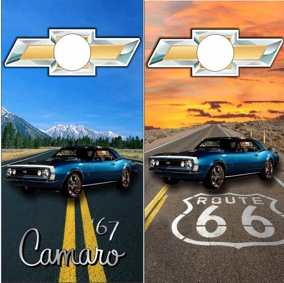 1967 Chevy Camaro Classic Muscle Car Route 66 Cornhole Wraps