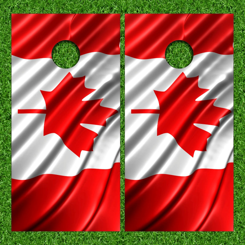 Canadian Wavy Flag Cornhole Wraps