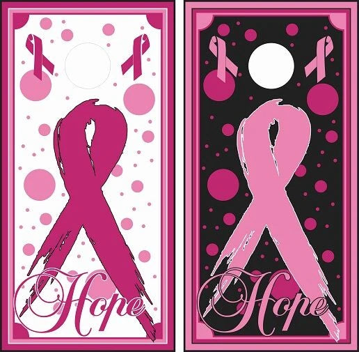 Pink Cancer Hope Ribbon with Polka Dots Background Cornhole Wraps