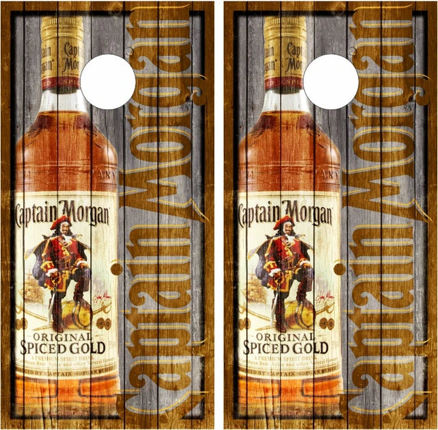 Captain Morgan Original Spiced Gold Weathered Wood Look Cornhole Wraps